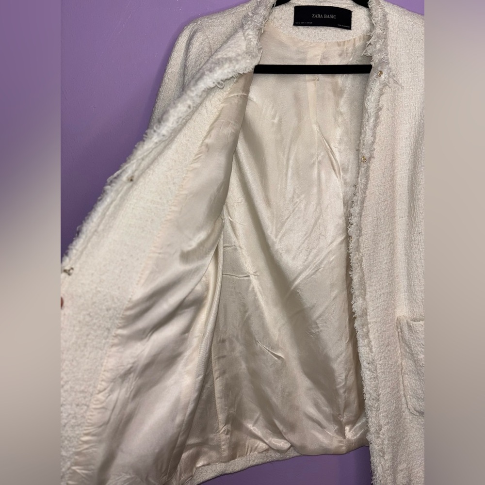 Zara Basic Cream Textured Jacket - image 5